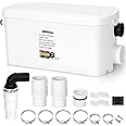 EffiMate Macerator Pump, Silent 250W Sewage Sump Pump, 6000 L/h Flow, Upflush 26.3ft Head, IPX7, Utility Sink with 2 Inlets for Wastewater Disposal in Basement Shower Bathtub Laundry Kitchen RVs