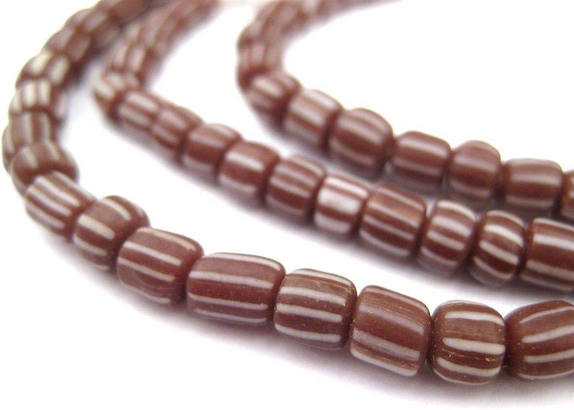 Java Gooseberry Beads - Full Strand of Striped Glass Beads - The Bead Chest (Maroon, 4mm)