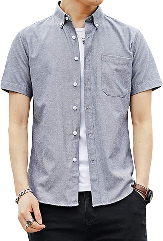 Amazon Yunclos ドゥエボットーニ ワイシャツ レギュラー 半袖 シンプル カジュアル メンズ シャツ ボタンダウン 白シャツ シャツ 通販