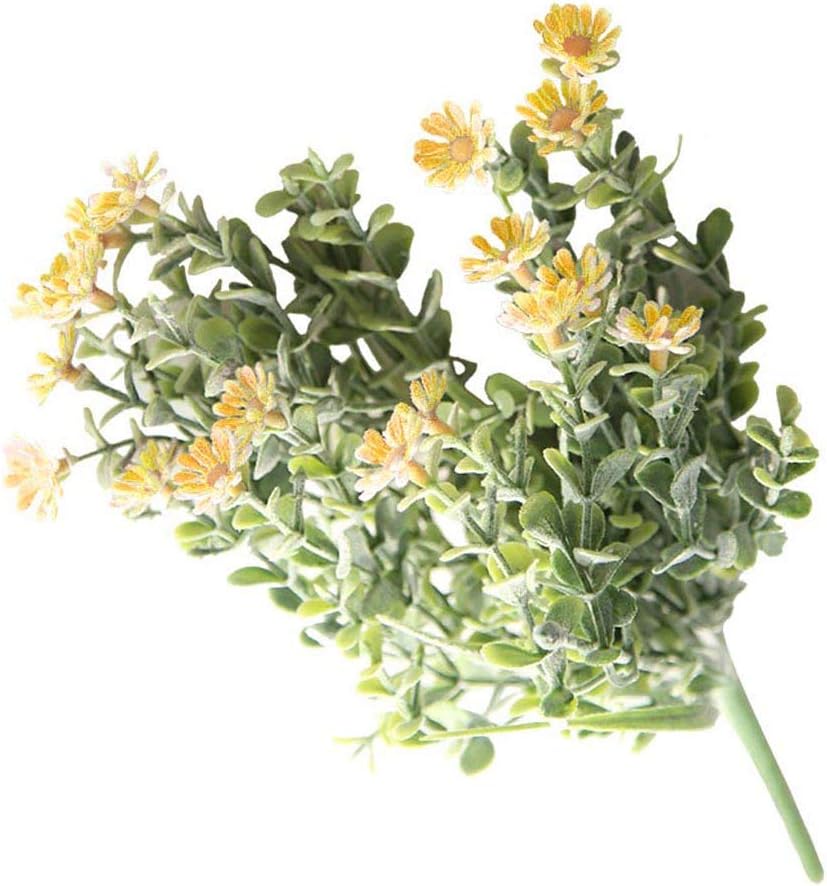 Skareop Artificial Wild Daisy Flower Plastic Daisy Wildflowers Greenery Shrubs Plants Plastic Bushes Indoor Farmhouse Outside Garden Planter Decoration size 34.5cm (Yellow)