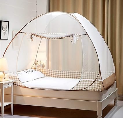 Mosquito Net Bed Tent Pop Up Mosquito Net For Bed Bed Canopy Baby Mosquito Nets Trip Insect Fly Screen Bedroom Mosquito Netting Brown 200x150x150cm