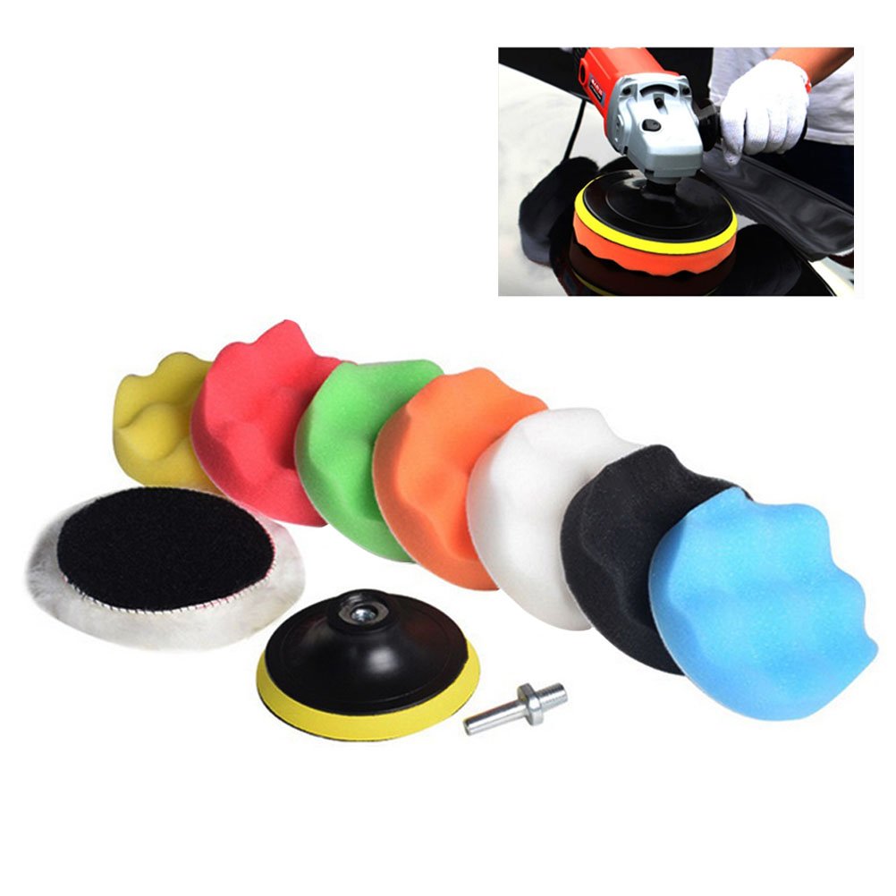 Vankcp Compound Drill Buffing & Polishing Pads Sponge Kit, 10pcs Drill Adapter Kit for Car Sanding, Polishing, Waxing, Sealing Glaze, 3/4/5/6/7 Inch (4)