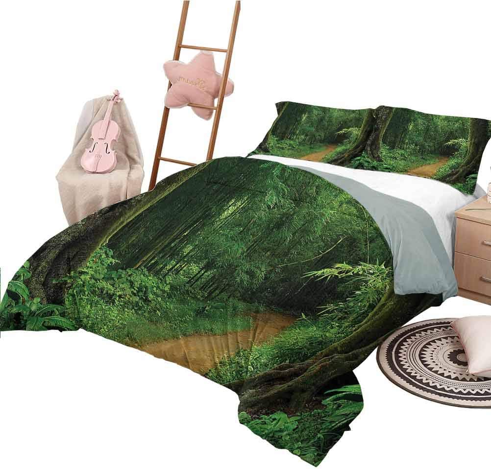 3 Piece Bedding Sets Queen Size Jungle Quilt Cover with Pattern Nature