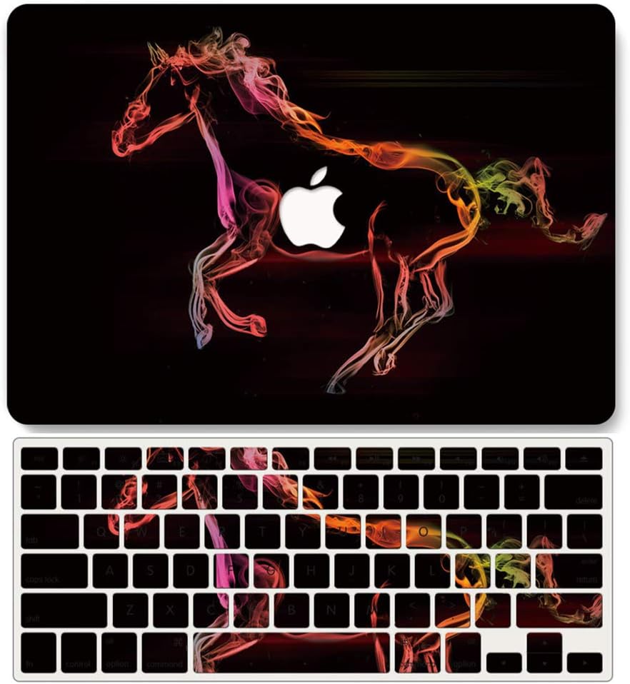 One Micron Case&Keyboard Cover for MacBook Pro 16 inch 2019 Release A2141 with Touch Bar & Touch ID Printed Plastic Hard Shell Case Compatible with MacBook Pro 16 inch, Horses rs495