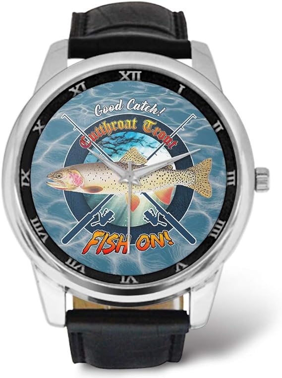 Amazon クールな釣り メンズウォッチ デザイン カットスロート トラウト 魚 オン グッドキャッチパターン レザーストラップ ラージダイアルウォッチ メンズ腕時計 腕時計 通販 Amazon クールな釣り メンズウォッチ デザイン カットスロート トラウト 魚 オン グッドキャッチパターン レザーストラップ ラージダイアルウォッチ メンズ腕時計 腕時計 通販