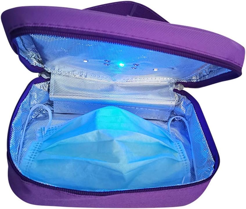 UV Sanitizer Bag - USB Charge Portable LED UV Cleaner And Sanitizer Bag luminum foil liner Disinfector (Purple)