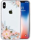 KIMICO Case for iPhone X, Floral Garden Flower Printed Clear Design Transparent [Solid Back + Shock Absorbing Soft Bumper] [Ultra-Thin] [Scratch-Resistant] Protective Cover (Pastel Floral X)