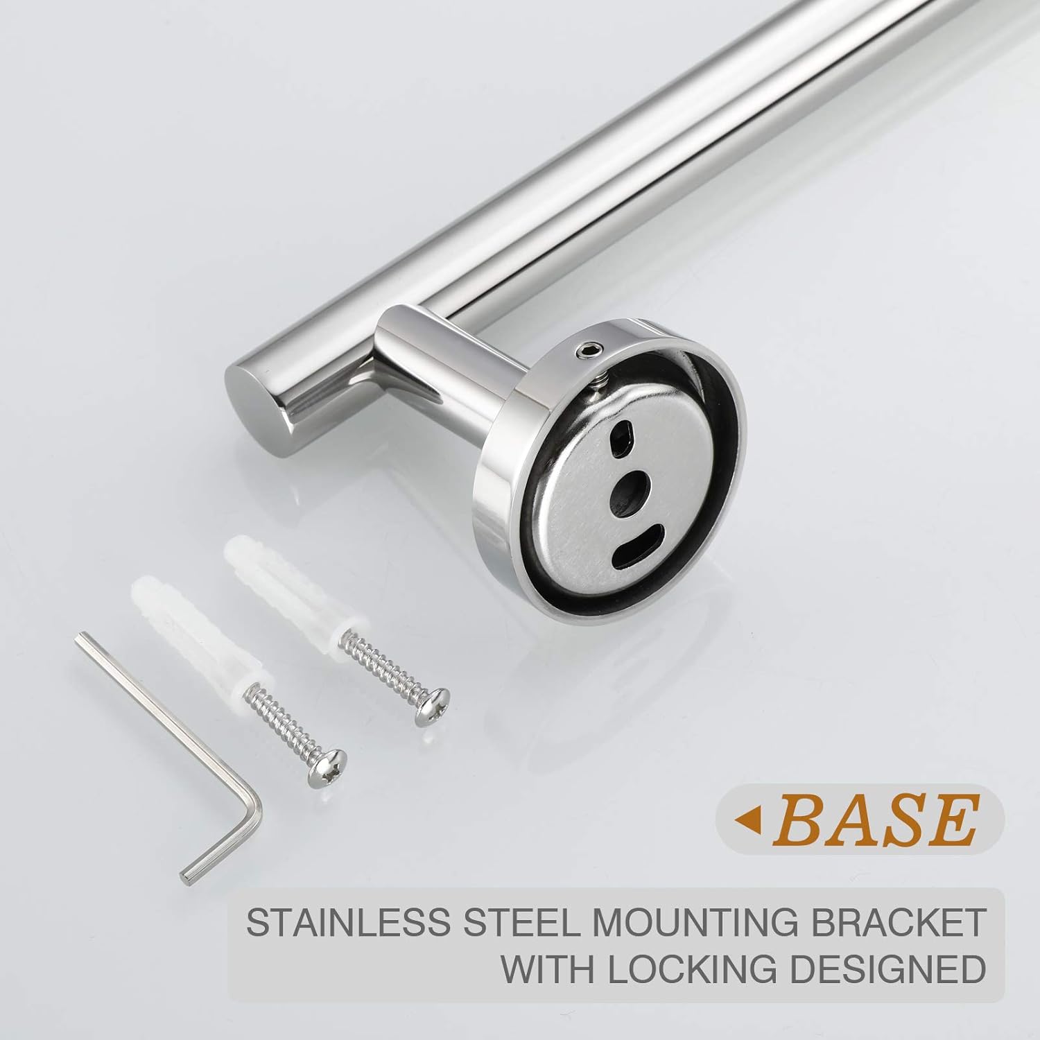 USHOWER Polished Chrome Towel Bar, 26.6-Inch Large Bathroom Towel Rack, SUS304 Stainless Steel, Modern Style: Kitchen & Dining