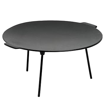 BBQ-Toro Gusseisen Grillplatte mit 3 Beinen, Ø 45 cm, rund, Dutch Oven Ständer, bereits eingebrannt, sofort einsatzbereit
