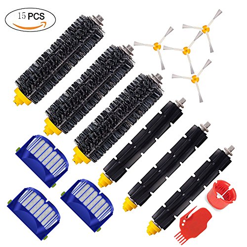 FixCracked Part kit for iRobot Roomba 600 Seriess Robotic Vacuums Cleaner Replenishment - Includes 3 Filter, 4 pcs Side Brush, 3 pcs Flexible Beater Brush, 3 pcs Bristle Brush and 2 pcs Cleaning Tool FixCracked Part kit for iRobot Roomba 600 Seriess Robotic Vacuums Cleaner Replenishment - Includes 3 Filter, 4 pcs Side Brush, 3 pcs Flexible Beater Brush, 3 pcs Bristle Brush and 2 pcs Cleaning Tool