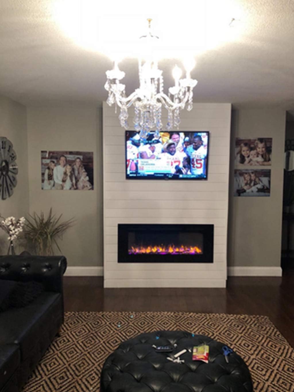 electric fireplace wall units on Amazon Com 3gplus 50 Inches Electric Fireplace Wall Recessed Heater Crystal Stone Flame Effect 3 Changeable Colors Fireplace With Remote 1500 W Black Home Kitchen