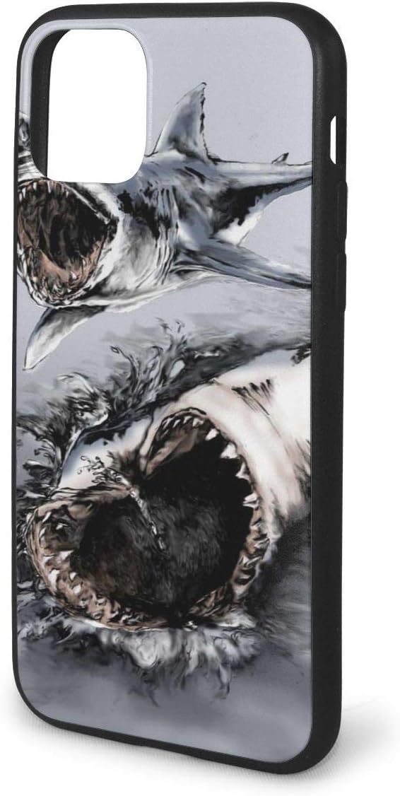 iPhone 11 Case Great White Shark Print Anti-Scratch Shock Proof Hard PC Back Soft TPU Bumper Full-Body Protective Case Cover for iPhone 11