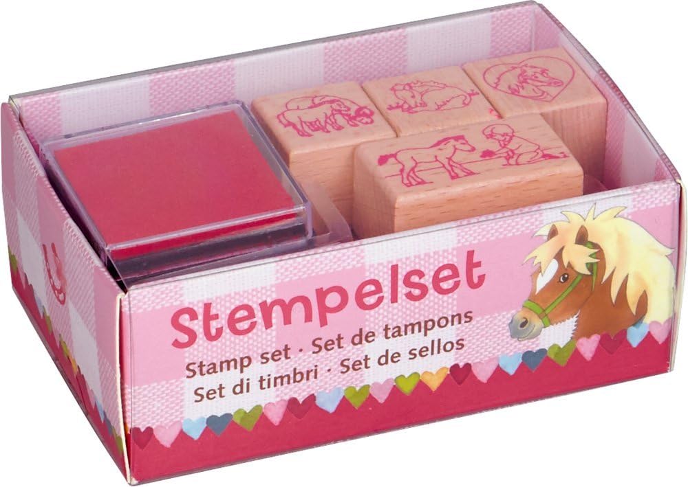 Mein Kleiner Ponyhof Set of 4 Wooden Mini Stamp and 1 Inkpad My little Pony Serie