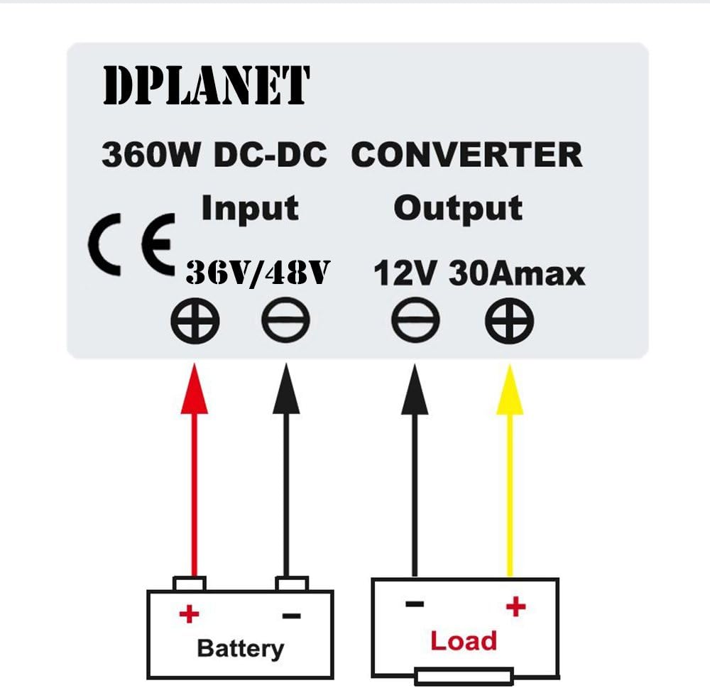 DPLANET 30A 360W 12v Golf Cart 48V 36V to 12V Converter Voltage Regulator Golf Cart Voltage Converter Waterproof: Home Audio & Theater