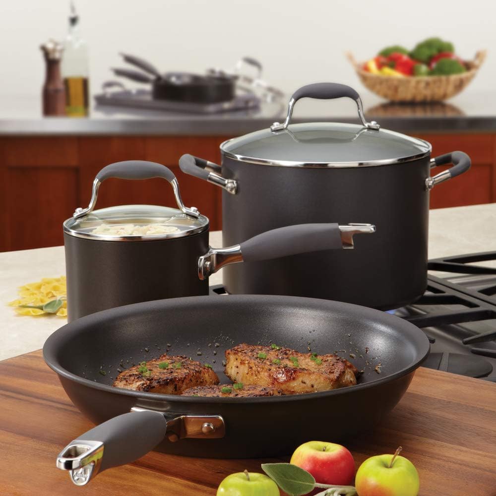 Anolon Advanced Hard Anodized Nonstick Frying Pan / Fry Pan / Hard Anodized Skillet - 8 Inch, Gray: Small Skillet: Kitchen & Dining