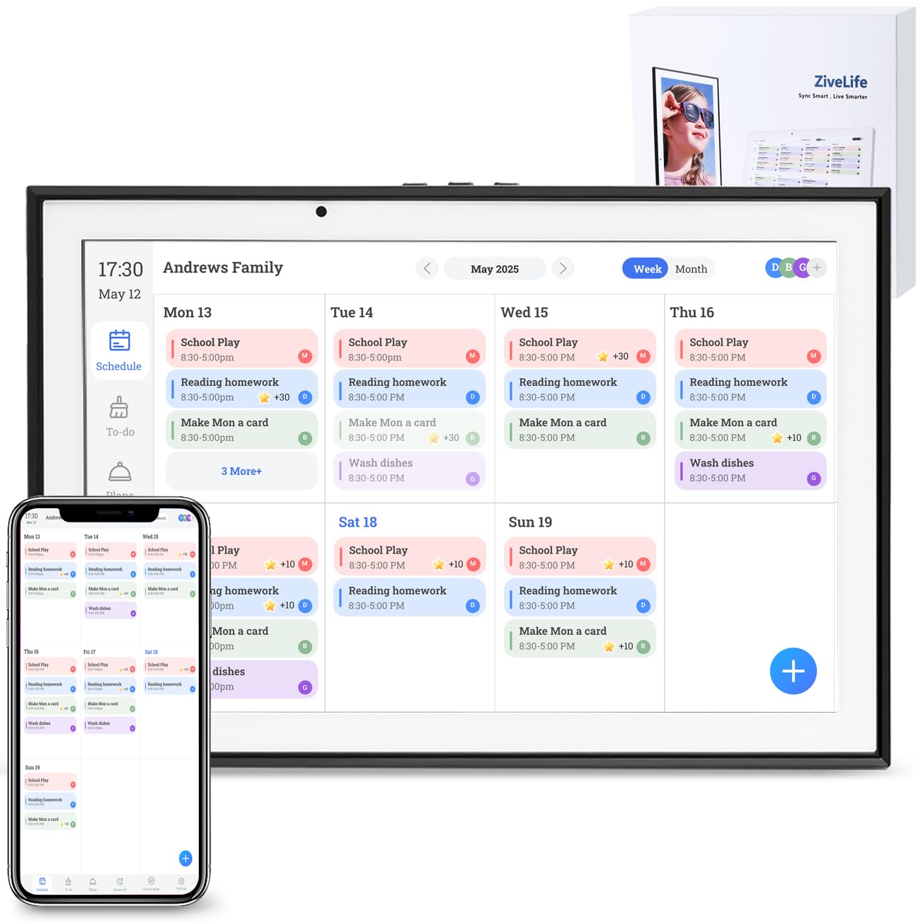 Photo 1 of 10.1 Inch Digital Calendar – HD Touchscreen Family Smart Calendar Electronic with Chore Chart & Meal Planner, Interactive Display for Family Schedules for Wall Display