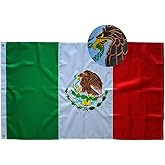 Mexico flag Mexican Flag bandera mexicana 3x5FT -Embroidered Double Stitched Sewn Stripes Outdoors Indoors 210D Heavy Duty Polyester Flag with Brass Grommets