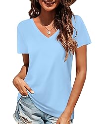 Elesomo Women Cotton Tops Vneck Summer T Shirts
