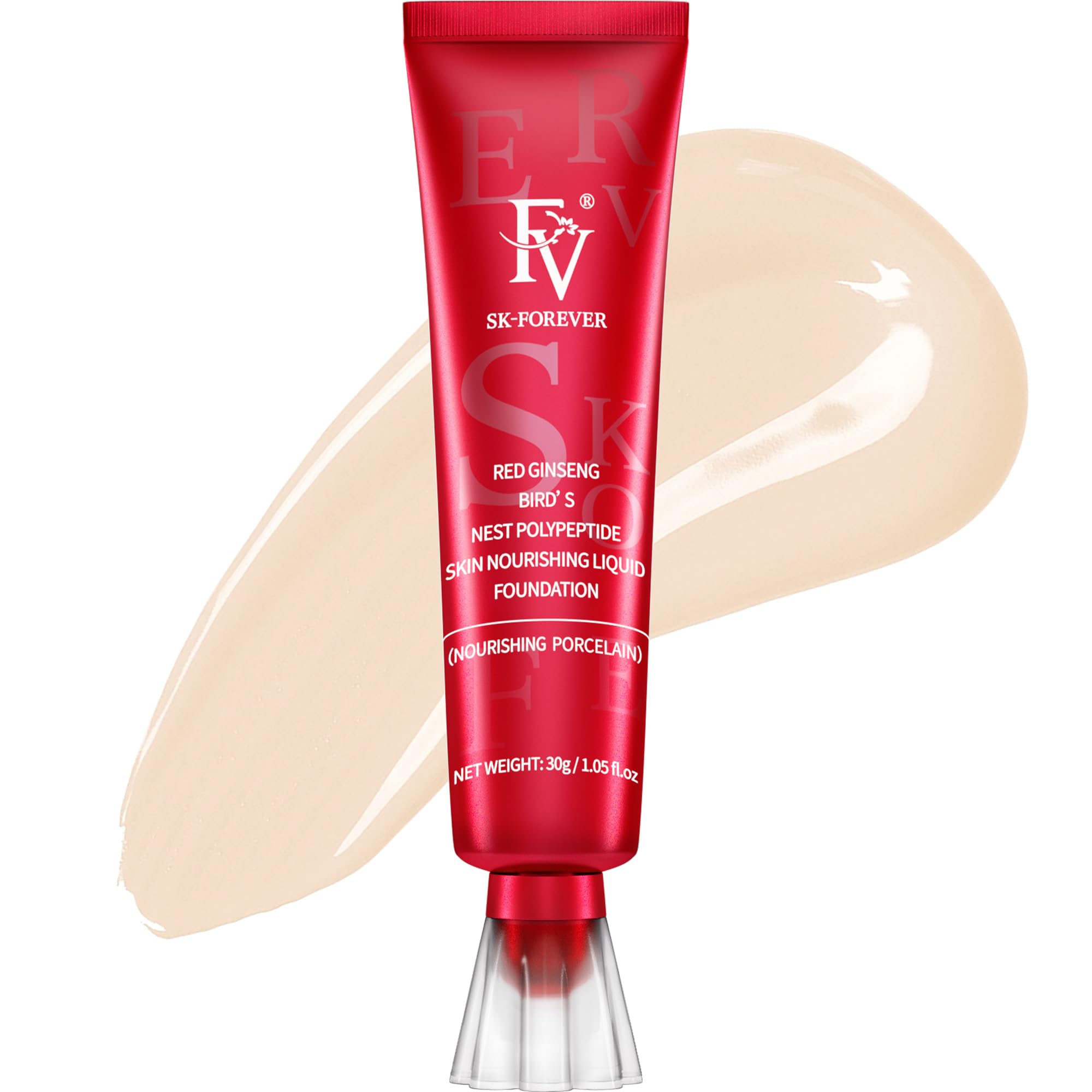 FV Liquid Foundation Makeup, Lightweight Hydrating Foundation with Medium Coverage Longwear Up to 10 Hours Hydration and Waterproof Foundation for Dry Skin, 30ml (PORCELAIN)