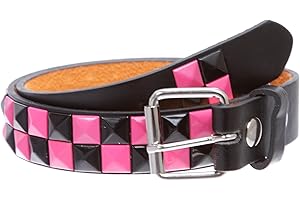 beltiscool Kids 1" Snap On Black & Fuchsia Checkerboard Punk Rock Studded Leather Belt