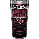 Tervis Traveler NFL Arizona Cardinals - Rise Up Red Sea Slogan Triple Insulated Tumbler Travel Cup Keeps Drinks Cold & Hot, 20oz, Stainless Steel
