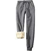Flygo Women's Sherpa Fleece Lined Joggers Sweatpants Winter Warm Pants with Pockets (XS-2XL)