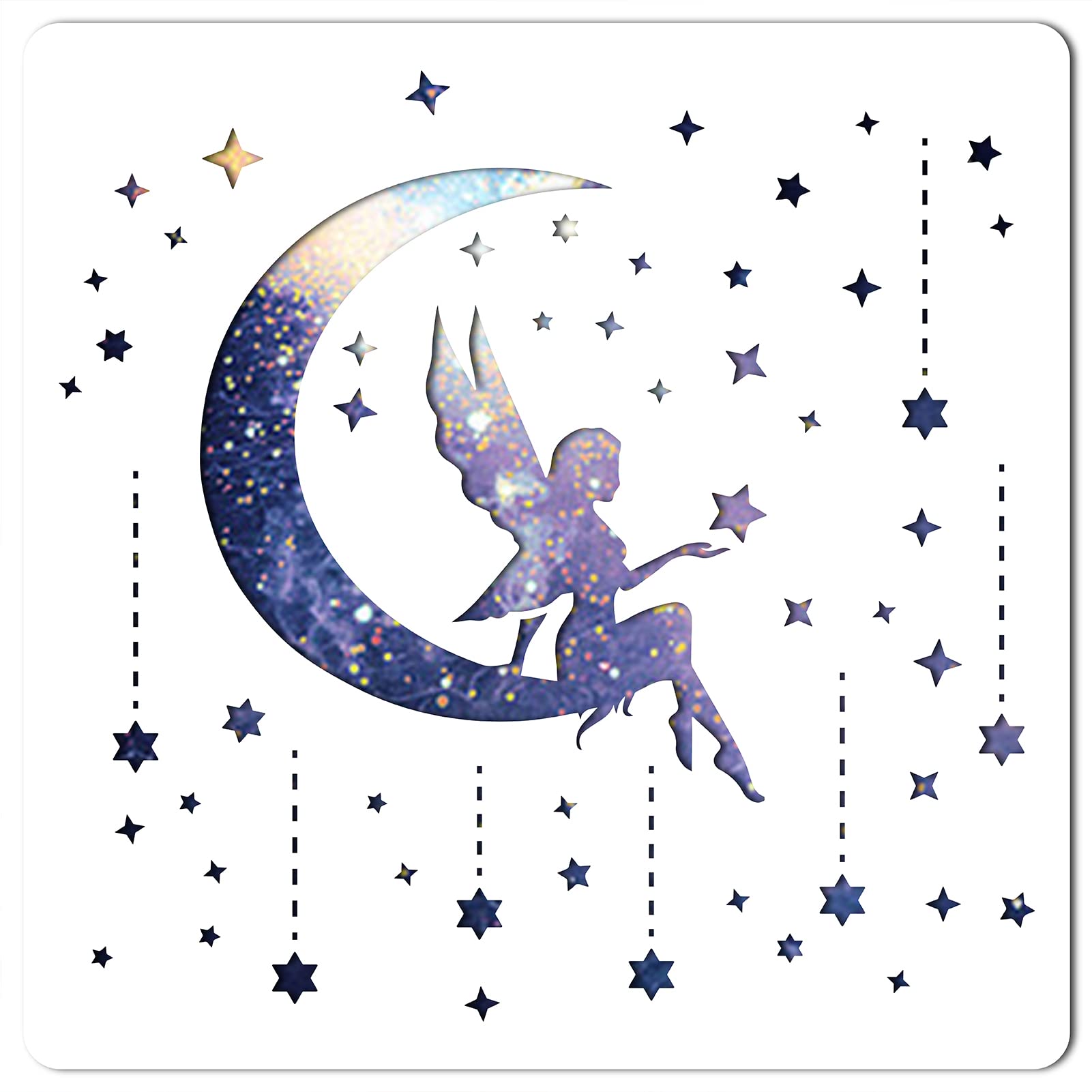 GORGECRAFT Moon Goddess Logo Stencil Reusable Star Wall Painting Template Large 11.8x11.8 Inch DIY Home Signs for Painting on Wood, Scrapbook, Wall, Floor Airbrush Painting Drawing