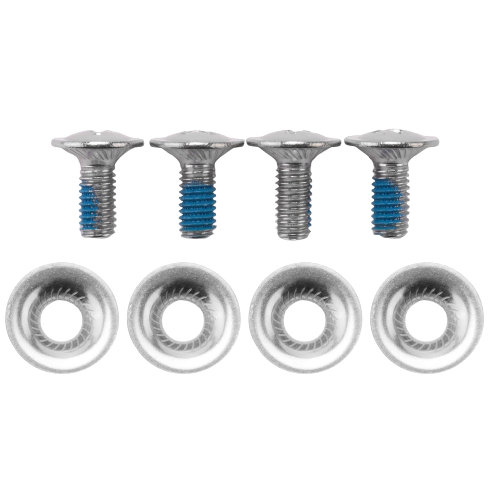 Tyuooker Snowboard Binding Screw Set: 8 Pieces (4 Screws, 4 Washers) - Silver&Blue Stainless Steel