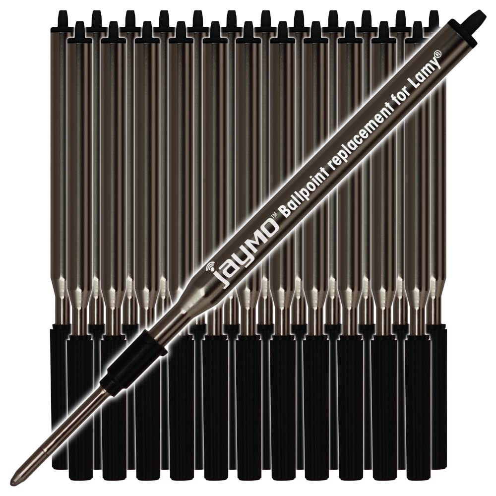 Jaymo Replacement for Lamy M16 1200150 - Measures 4.17 in / 106 mm Long - Ballpoint Pen Refill - 24 Black
