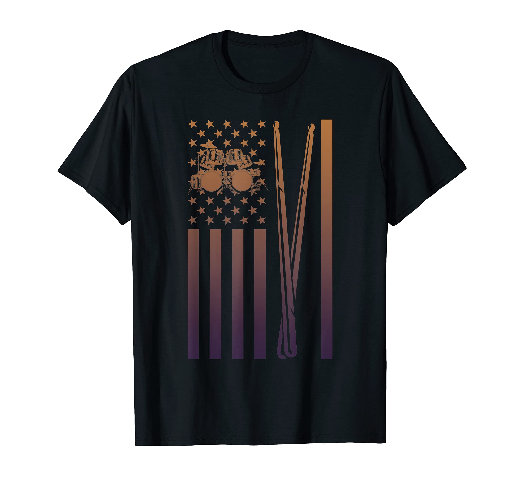 American Musician Drummer Pride Percussion USA Flag Drums T-Shirt