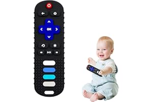 ERSIHUA Silicone Baby Teething Toys, Teething Toys for Babies 3 6 18 24 Months, Baby Silicone Chew Toys,Remote Control Shape Teething Toys,BPA Free (Black)