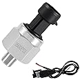 FUSCH 1600 PSI Pressure Transducer Sensor with Connector Harness, 1/8"NPT Thread Stainless Steel Pressure Transmitter for Oil Fuel Water Air