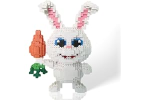 Rabbit Micro Building Blocks Set, Easter Bunny with Carrot, White Jade Rabbit, Wild Safari Animals, Gifts for Adults Boys & G