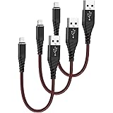 3Pack 1ft iPhone Charger Cable Short, [ Apple MFi Certified] Lightning Cables 1 Foot, Nylon Braided 1 Feet iPhone USB Chargin