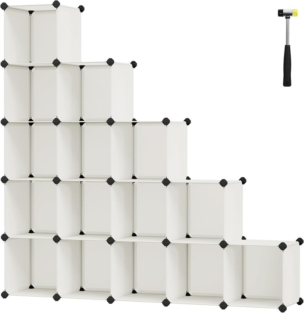 SONGMICS Modular Shoe Cabinet 16 Cubes Cream White LPC442M01