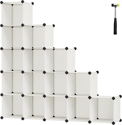 SONGMICS Modular Shoe Cabinet 16 Cubes Cream White LPC442M01