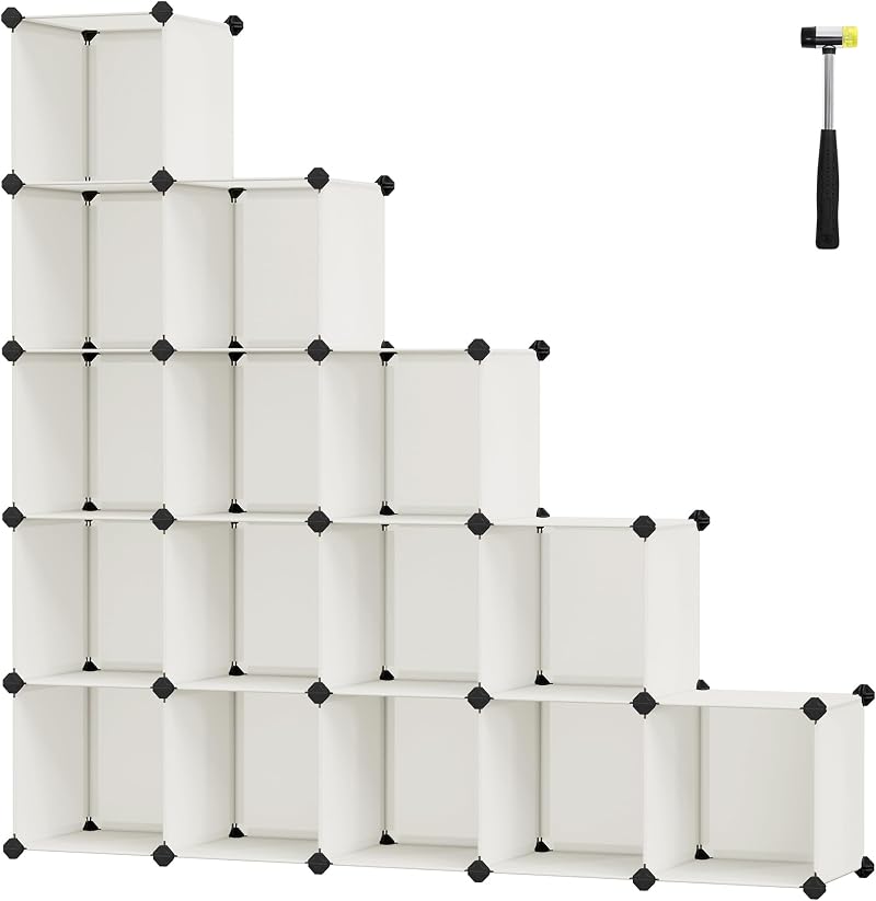 SONGMICS Modular Shoe Cabinet 16 Cubes Cream White LPC442M01