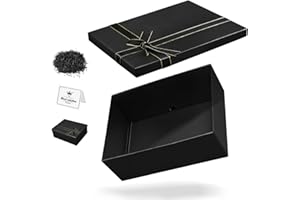 Xylitic Large Gift Boxes with Lids, 13×10×5 Inches Black Gift Box, Gift Box with Ribbon Bow, Card and Shredded Paper Filler, Luxury Gift Boxes for Presents, Birthday, Weddings, Christmas(1Pack)