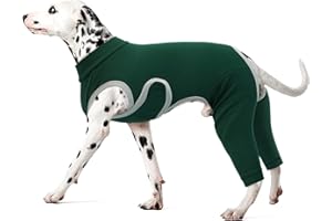 Kuoser Dog Surgery Recovery Suit, Professional Dog Surgical Suit for Back Legs, Soft Dogs Recovery Sleeve to Prevent Licking Biting Wounds, Dogs Onesie After Surgery Elbow Protector, Green L