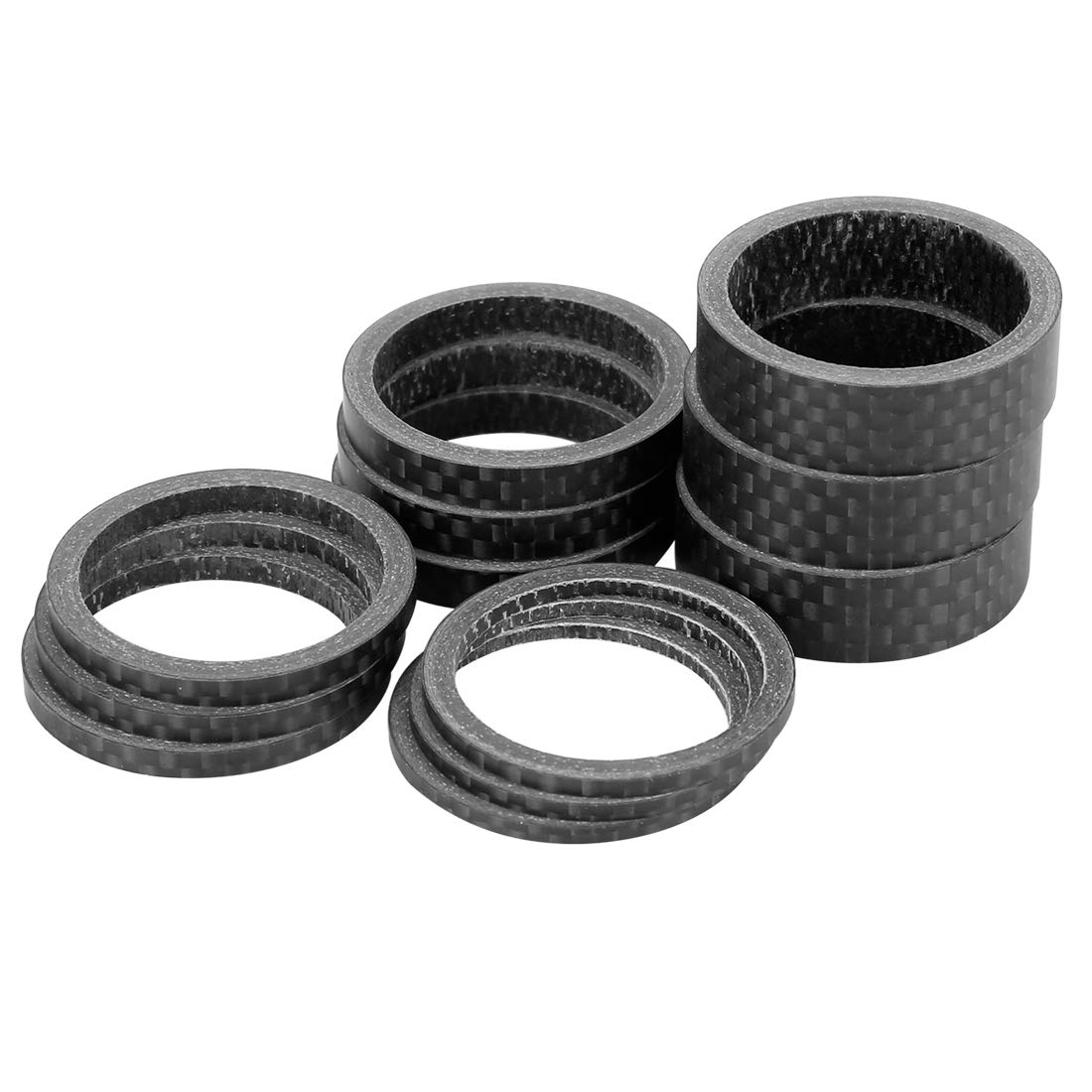 X AUTOHAUX 12pcs Bike Headset Spacer Matte Black Fit 1 1/8 Inch Stem 2 3 5 10mm