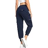 MISS MOLY Women's Hiking Cargo Pants Joggers Lightweight Quick Dry Casual Sweatpants Elastic Waist Button Pockets