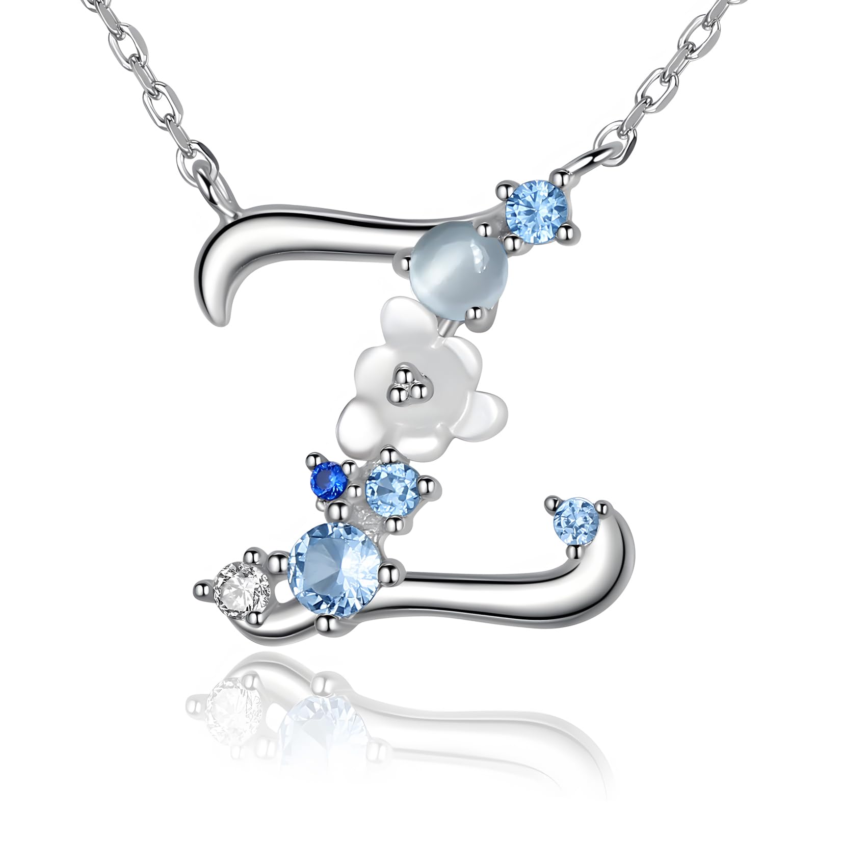 VIKI LYNN Letter Z Initial Necklace 925 Sterling Silver Cubic Zirconia Personalised Gifts for Girls