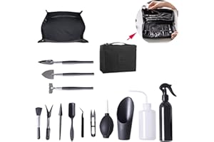 Succulent Tools Set with Storage Bag, 15 pcs Mini Gardening Tools Succulent Plants Kit with Plant Potting Tarp Mat, Succulent