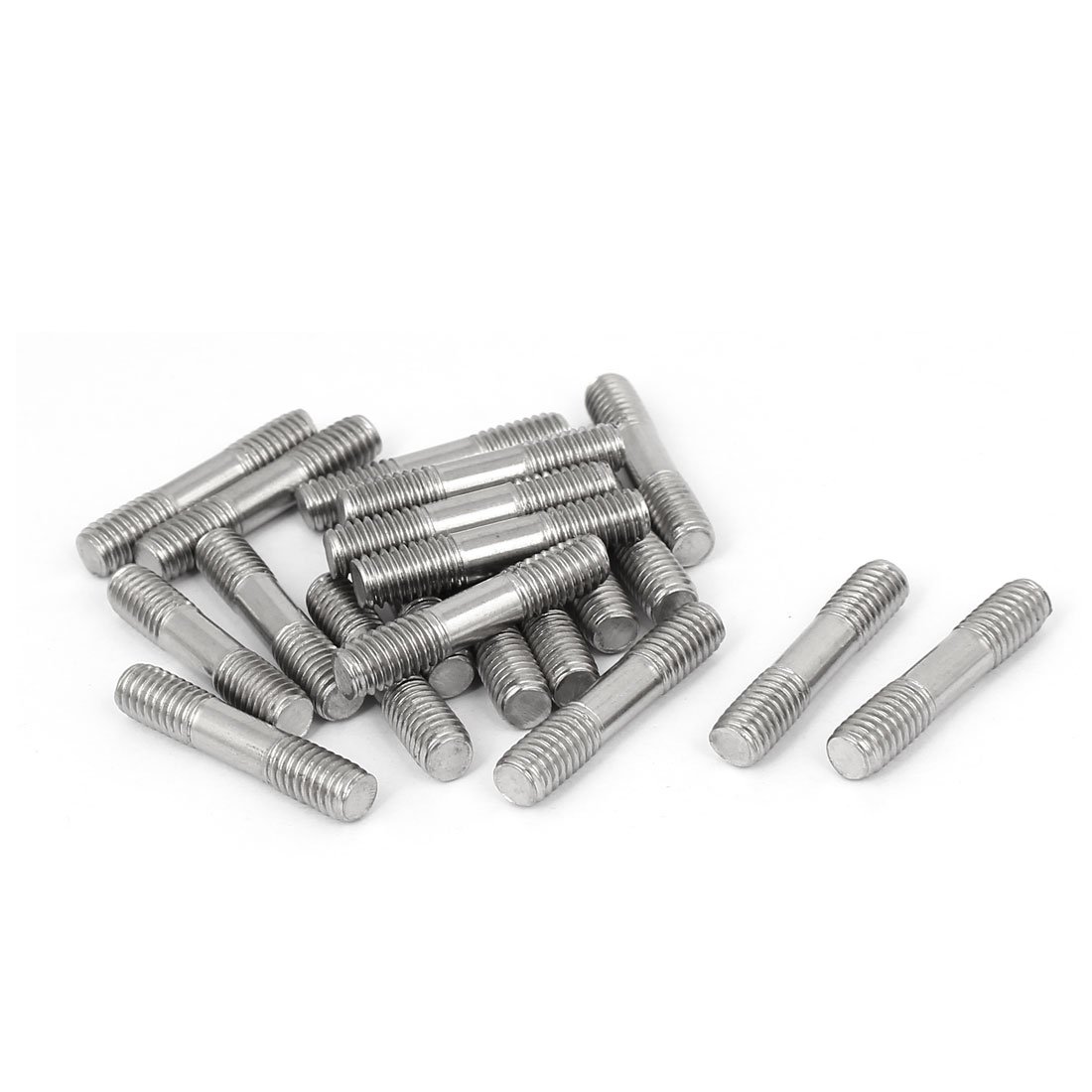 Sourcingmap M6x30mm 304 Stainless Steel Double End Threaded Stud Screw Bolt 20pcs