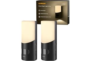 Lyridz Rechargeable Wall Sconce, LED Motion Sensor Night Light, Stick-on 1-50LM Dimmable Battery Nightlights for Bathroom, Bedroom, Stairs, Hallway, Kitchen, 2-Pack