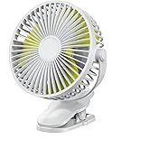 KONPWAY Compact Clip on Fan Battery Operated, 5000mAh 6 Inches Portable Personal Fan for Outdoors, Baby Stroller,Car Seat,Gym - White