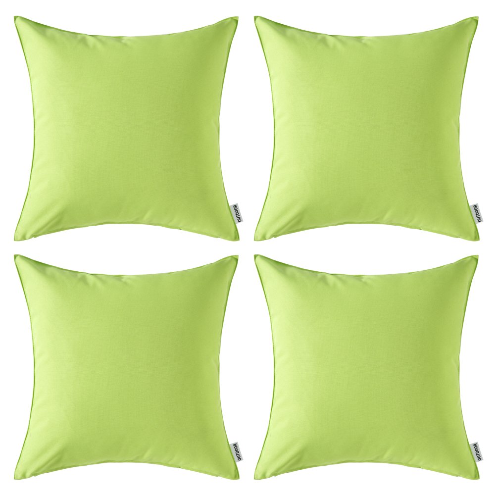 MIULEE Pack of 4 Outdoor Waterproof Throw Pillow Cover Home Décor Pillow Case Decorating Cushion Covers Protectors for Tent Park Bed Sofa Chair Couch Bedroom 40x40cm 16x16inch Green