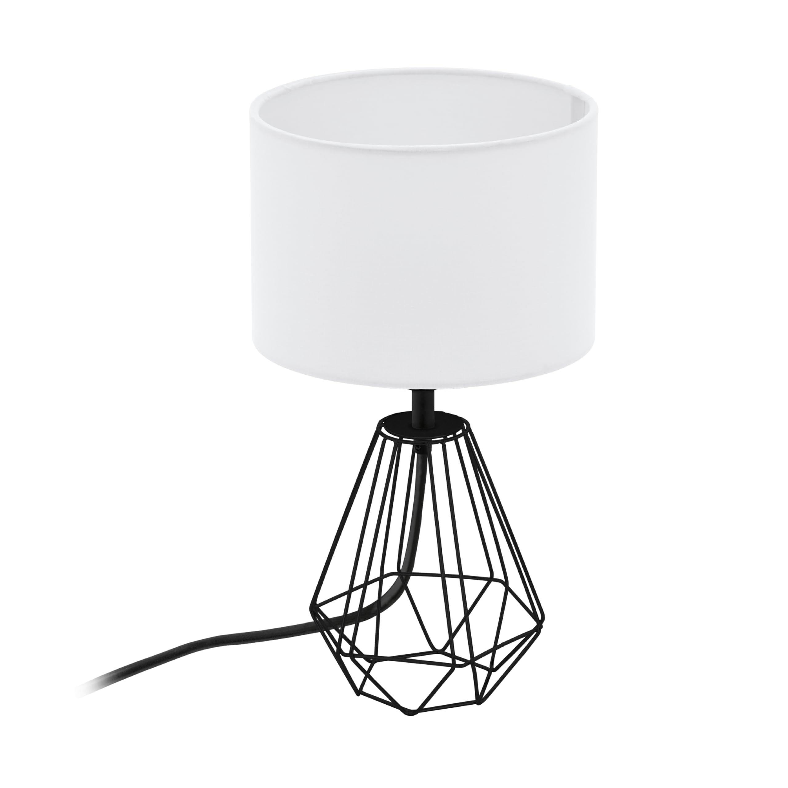 Eglo Carlton 2 Vintage Table Light, Bedside lamp Made of Steel and Fabric, Black and White, E14 Socket, incl. Switch
