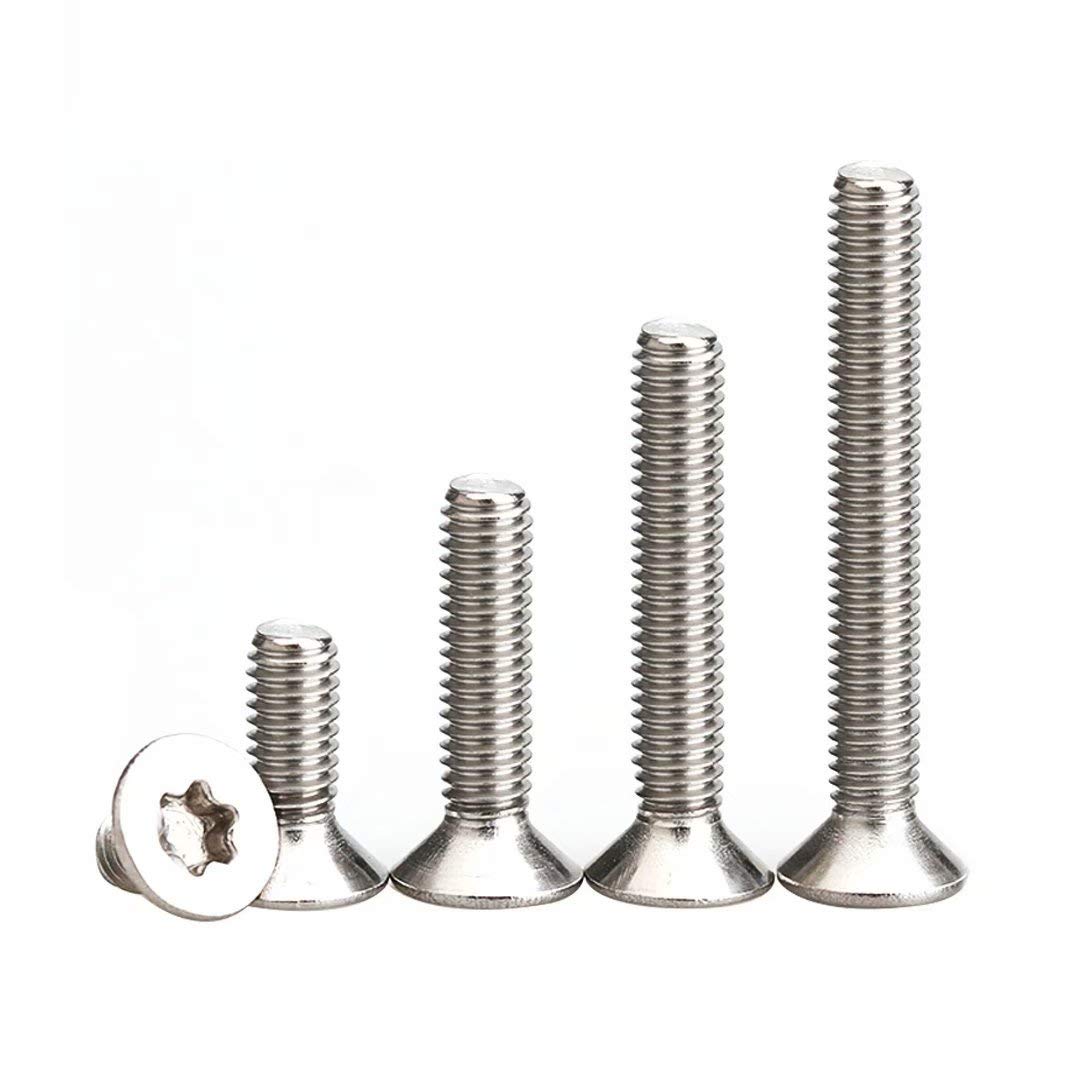 Xizonlin 100 Pcs M2 Screws 304 Stainless Steel Bolts Torx Flat Head Bolts Anti-theft Screws