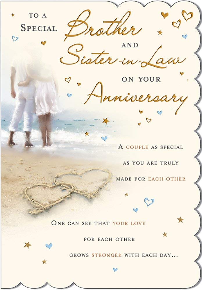 Traditional Annivesary Card Brother & Sister In Law - 9 x 6 inches - Piccadilly Greetings